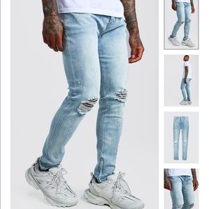 SKINNY JEANS WITH PAINT SPLAT & ZIP ANKLES